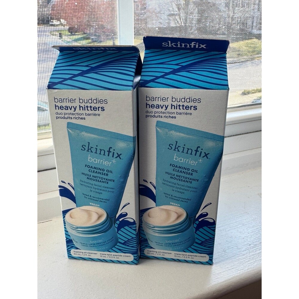 Set of 2 Skinfix triple lipid peptide cream + foaming oil cleanser.
